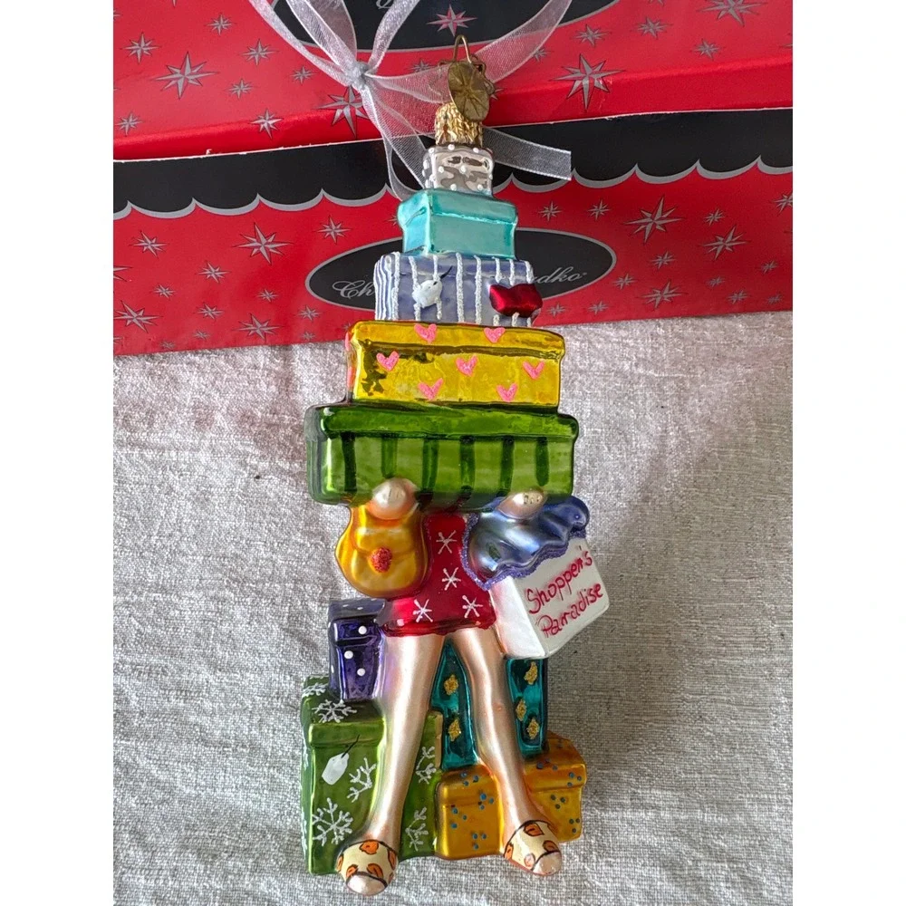 Christopher Radko Shoppers Paradise Glass Christmas Ornament Gift Box